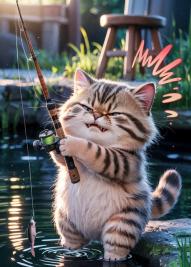 Cat is fishing